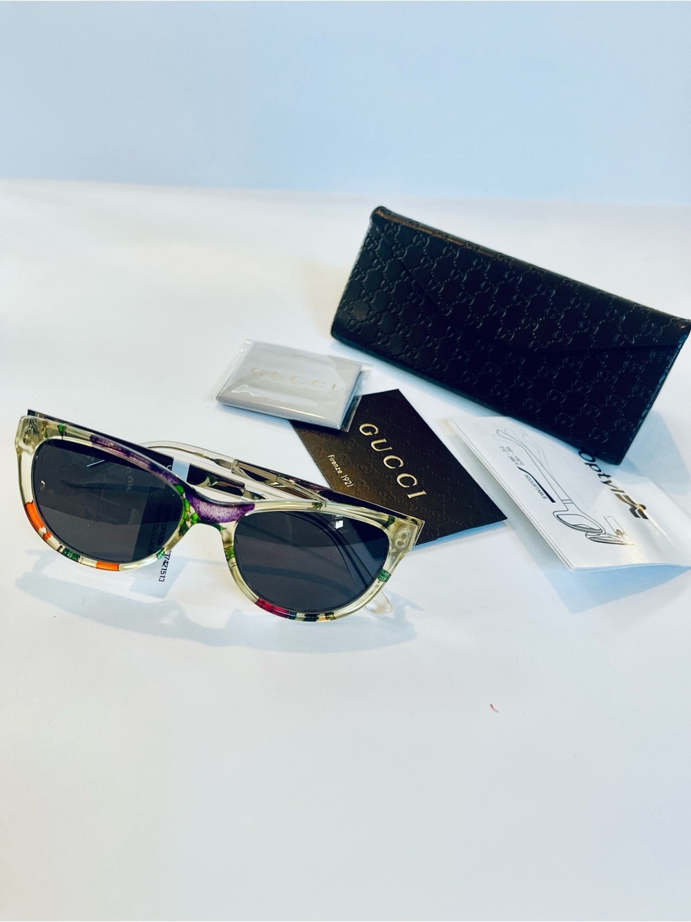 GUCCI SUNGLASSES GG 3742 2G2 140 OPTYL FLORA BUTTERFLY METALLIC TEMPLES - Picture 3 of 5